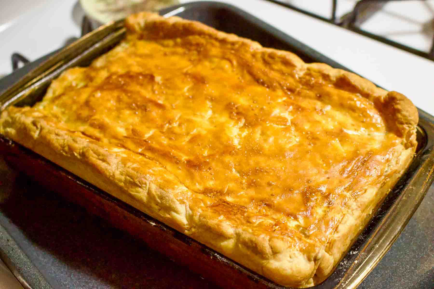 Meat Puff Pie in a baking tray